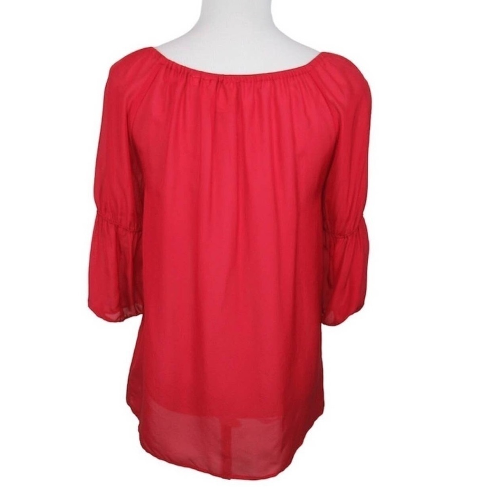Vanessa Virginia Anthropologie Silk Red Silvi Blouse. Size L. P3/A - Picture 7 of 7